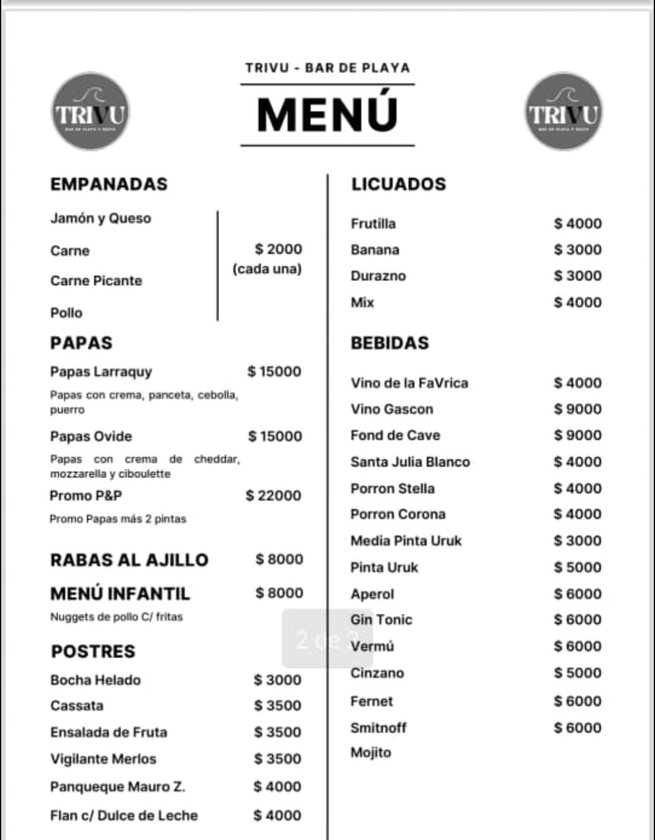 🍴 El particular menú de 'Trivu', el bar fortinero en la Costa Atlántica.

😅 Entre las propuestas gastronómicas aparecen el "Vigilante Merlos" y el "Panqueque Mauro Z".

🥘 Además, comidas de todo tipo con nombres homenaje a glorias de #Vélez.

📲 Podés conocerlos en