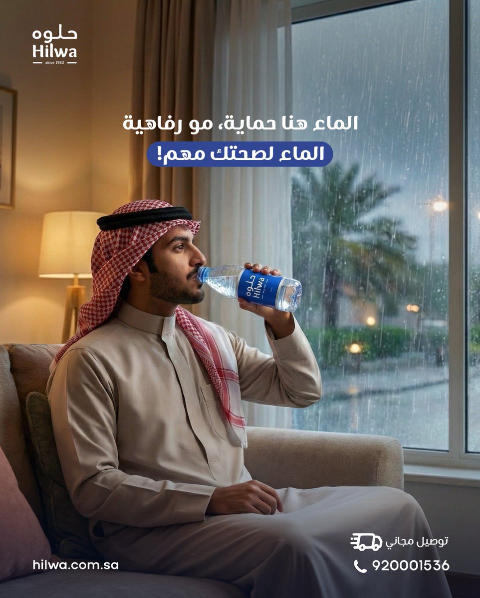 الهواء البارد جاف، وجفافه يسحب الرطوبة من جسمك بدون ما تحس.
الماء هنا حماية، مو رفاهية... الماء لصحتك مهم!