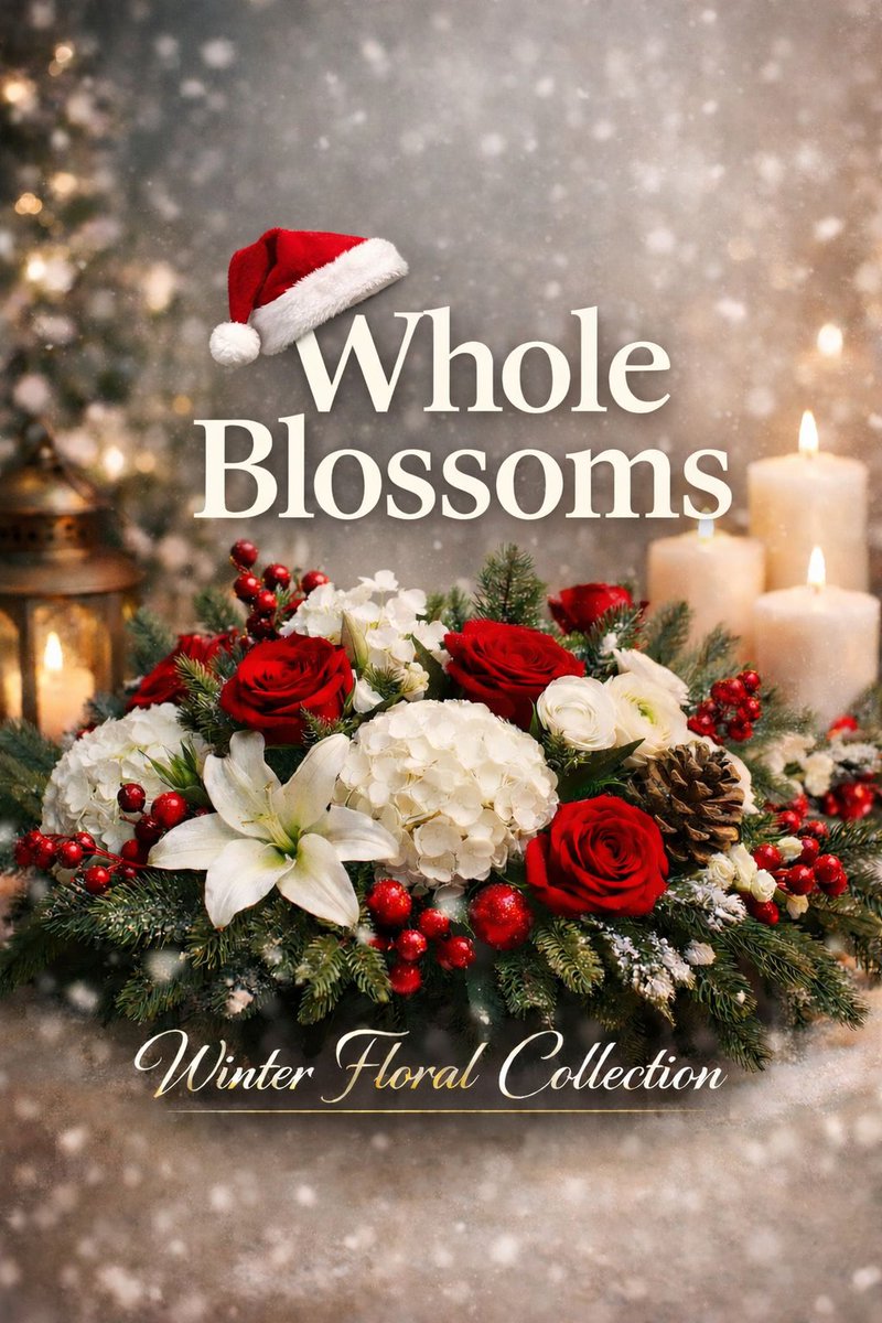Discover our Winter Floral Collection—lush garlands, festive wreaths, and timeless red, white, and green blooms designed for holiday décor, events, and winter weddings.

✨ Seasonal. Elegant. Unforgettable.

#WholeBlossoms #WinterFlorals #HolidayDecor #WinterWedding #Floral