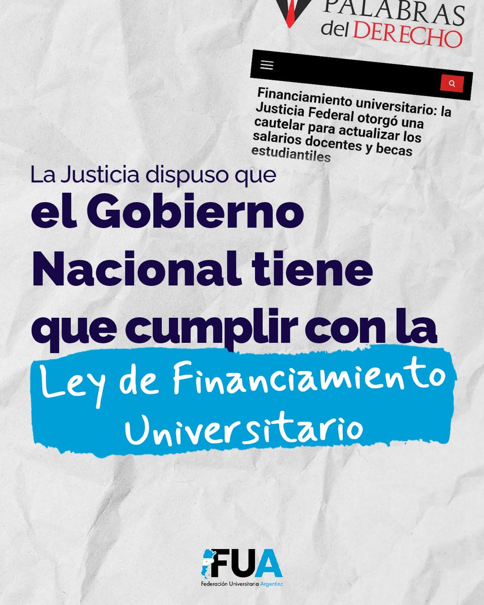 La Justica dispuso que el Gobierno Nacional tiene que cumplir con la Ley de Financiamiento Universitario.  

👇👁📰
palabrasdelderecho.com.ar/articulo/6476/…