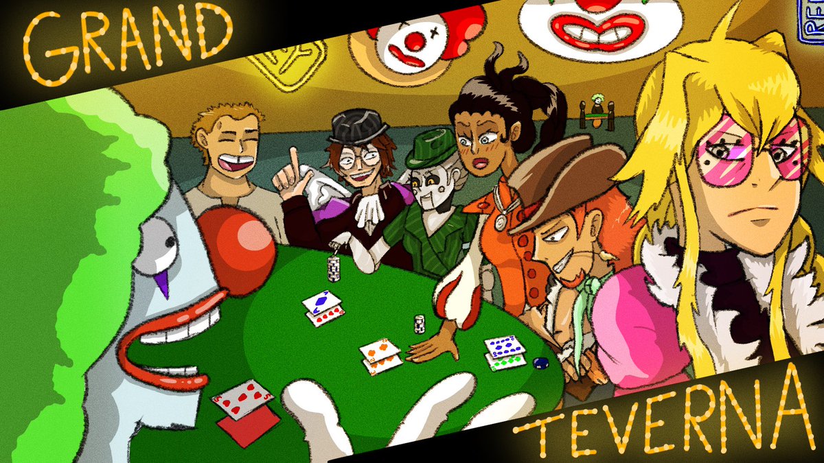 cubetortoise's tweet photo. Art I made for the One Piece D&amp;D game I’m playing in. Last session we went to a clown casino. #ONEPIECE https://t.co/FRSAKSUwPN