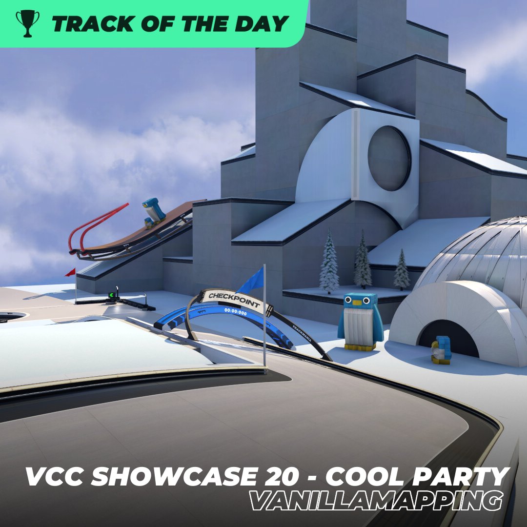 Trackmania's tweet image. VanillaMapping returns with their creative use of items to make the many impressive winter models you can find on this track!