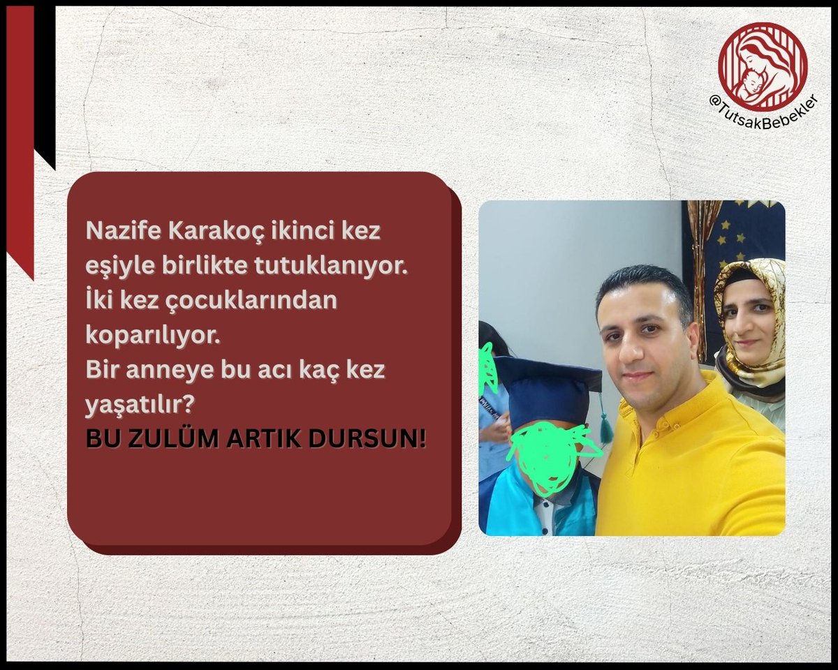 8.5 aylık hamile Nazife Karakoç Edirne Cezaevi’nde.
İki küçük çocuğu annesiz kaldı.
Eşi zaten tutuklu.
Riskli gebeliğiyle cezaevinde yaşam mücadelesi veriyor.
Bir aile bir gecede dağıldı.
Bu, hukukun ötesinde bir vicdan sınavıdır.
<a href="/fatmaaksal/">Dr. Fatma Aksal</a>
HamileNazife KarakoçaTahliye
