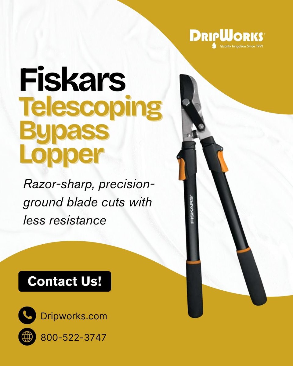 dripworksusa's tweet image. 🌳 Reach higher. Cut cleaner.
The Fiskars Telescoping Bypass Lopper extends your reach and delivers smooth, powerful cuts—so pruning trees and shrubs feels easier (and faster). Less effort, better results. ✂️

👉 dripworks.com/fiskars-telesc…

#PruningTools #GardenLife #FiskarsTools