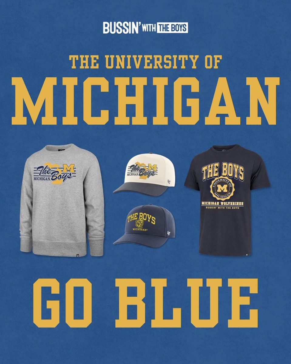ChampCircleUofM's tweet photo. Michigan Fans〽️

Shop the official Bussin’ With The Boys x University of Michigan collab today. 

Merch available now at https://t.co/jYB9KJ0dKO https://t.co/y7k2OPg0l0