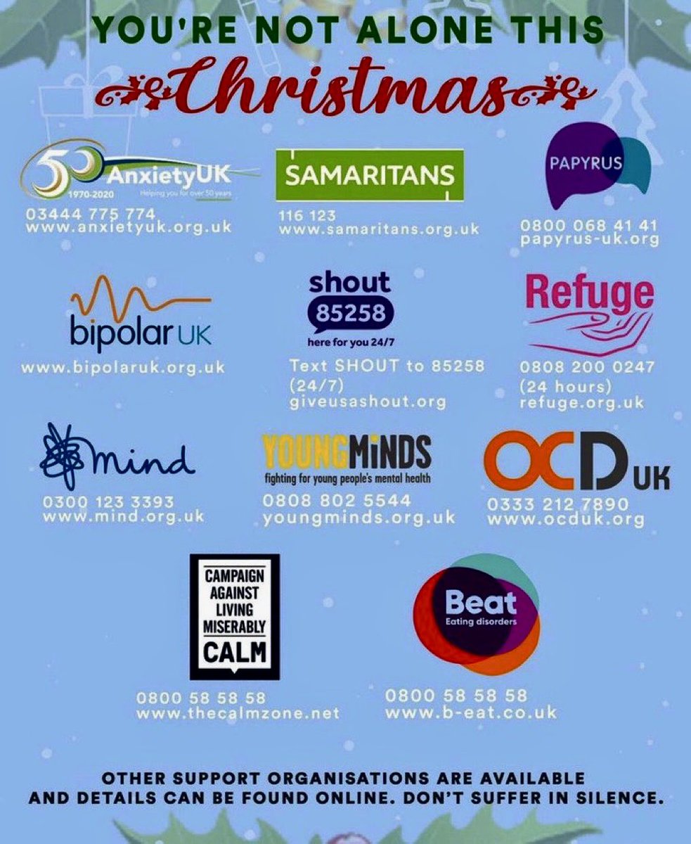 It’s a tough time of year for a lot of people for a lot of different reasons so if you haven’t heard from someone you know for a while, it maybe worth getting in touch to see how they are..

Some numbers below for anyone who needs a wee bit of support right now ❤️