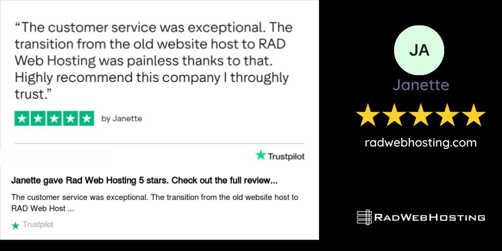RadWebHosting's tweet image. ⭐️⭐️⭐️⭐️⭐️ - “The customer service was exceptional. The transition from the old website host to RAD Web Hosting was painless thanks to that. Highly recommend this company I throughly trust.”

-Janette

For more 👉 radwebhosting.com

#fivestars #hosting #webhosting