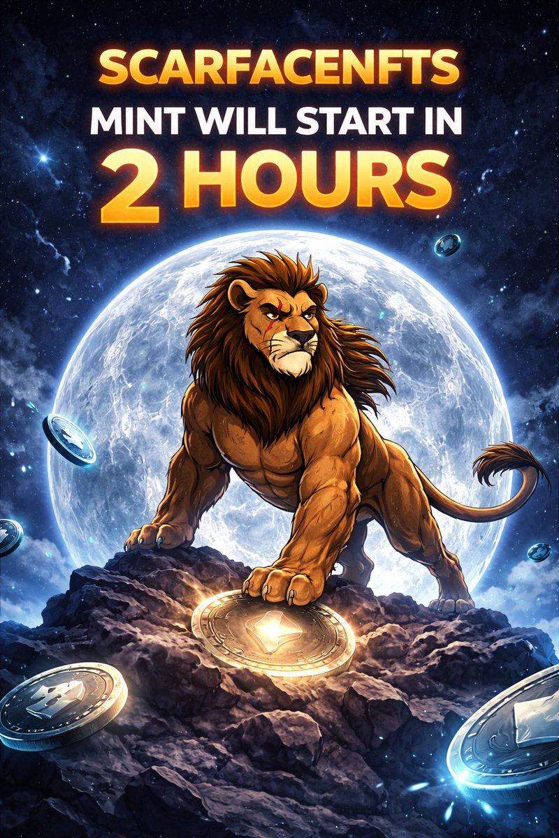 Alert 🚨 

In 2 hours, minting begins.

Not everyone deserves a Scarface Lion.
Not everyone will get one.

Collectors move early.
Spectators ask later.

Choose your side. 🦁

Scarfacenft.pro

xrp.cafe/collection/sca…

<a href="/NachtGeher/">𝕿𝖍𝖔𝖒𝖆𝖘 𝕾𝖈𝖍𝖎𝖊𝖑 𝖌𝖇. 𝕭𝖚𝖈𝖍𝖒𝖆𝖎𝖊𝖗</a> <a href="/DeFi/">De.Fi</a> <a href="/MrsYuckyDuck/">Mrs.YuckyDuck</a> <a href="/WizzyOnChain/">Wizzy</a>