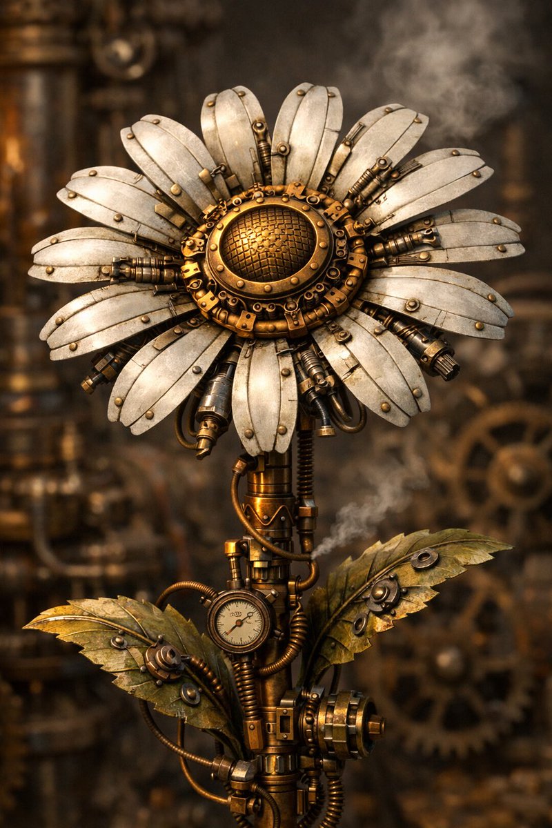BMY_P389's tweet photo. #flower #flowerlovers #naturelovers #nature  #art #AI #aiart #aiartcommunity #artist #digitalart #aiartist #P389 #flowerart #flowers #daisy #steampunk #steampunkart #flowerlovers https://t.co/v3InSlTIC8
