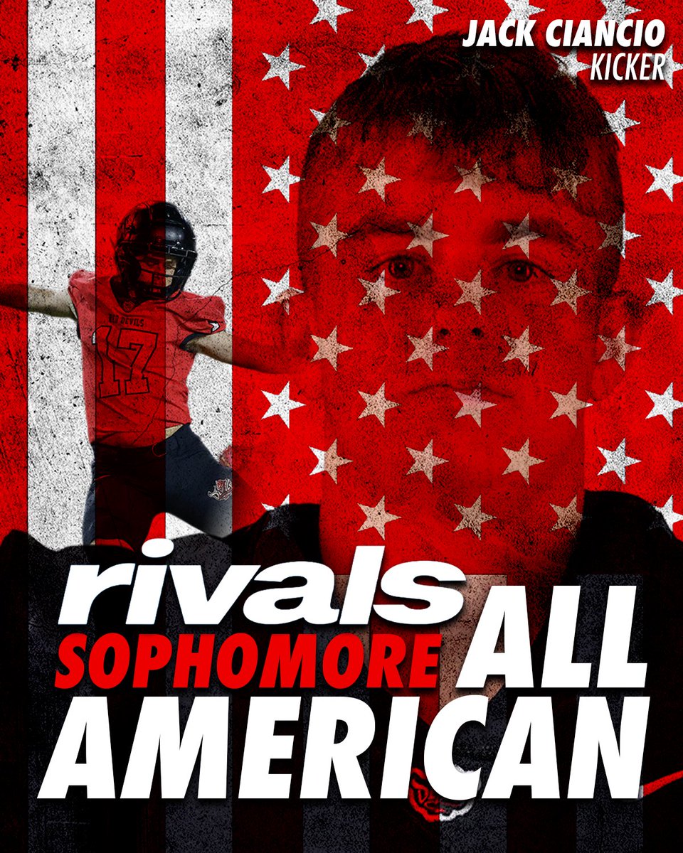 CHSREDDEVILS's tweet image. 𝘼𝙇𝙇-𝘼𝙈𝙀𝙍𝙄𝘾𝘼𝙉!
Congratulations to Jack Ciancio (‘28) on being selected to the Rivals Sophomore All-American Team! 

#centralfootball #rivals 
x.com/rivalshs/statu…