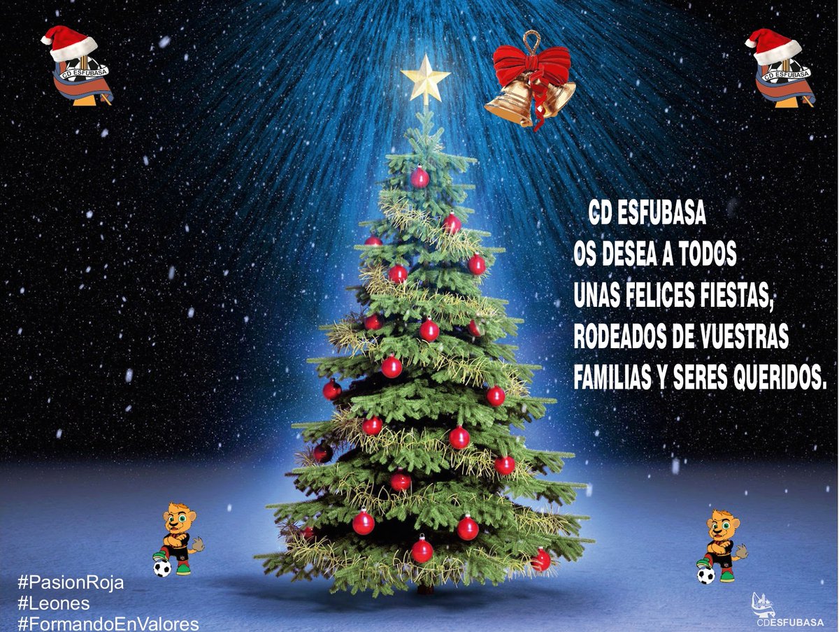 CDESFUBASA95's tweet photo. 📷I N F O📷. 

C. D. Esfubasa  

Os desea a todos unas felices fiestas, 
rodeados de vuestras familias y seres queridos.

 #PasionRoja 
#Leones 
#FormandoEnValores 
📷📷 🦁 📷📷 https://t.co/0Uj9DsNQ2K