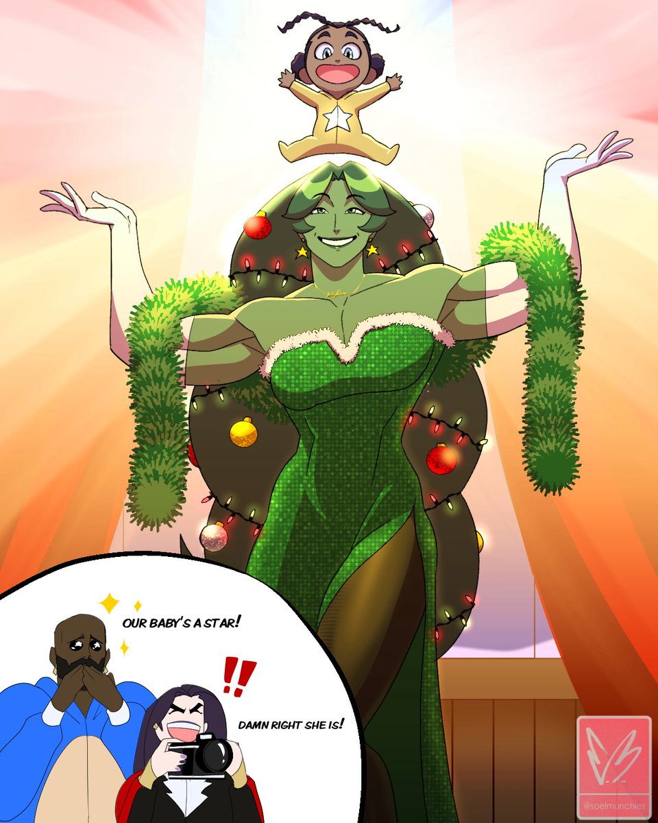 Soelmunchies's tweet image. Xmas with auntie 🎄💚❤️ #marvelfanart #shehulk #heroesforhire
