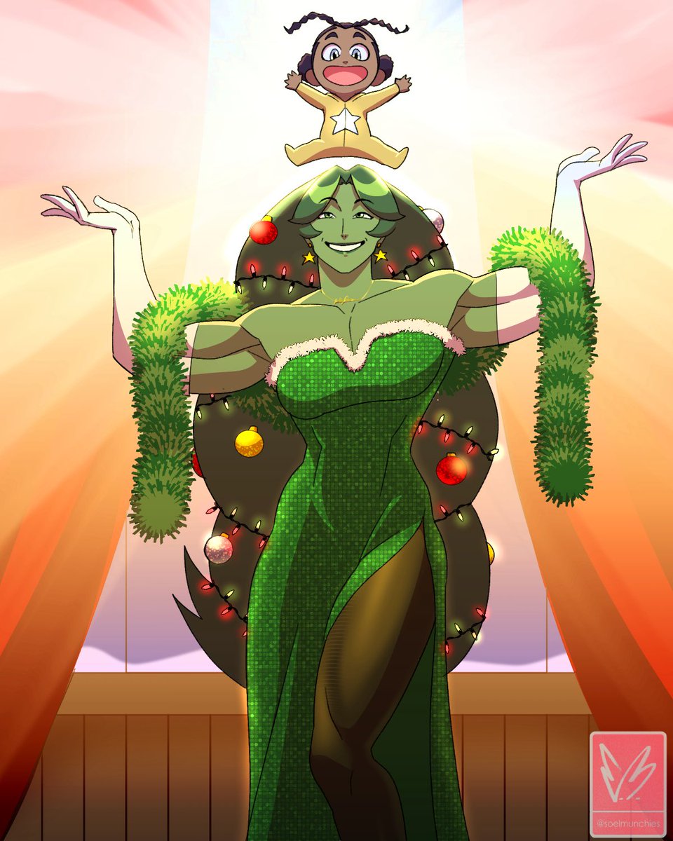 Soelmunchies's tweet image. Xmas with auntie 🎄💚❤️ #marvelfanart #shehulk #heroesforhire