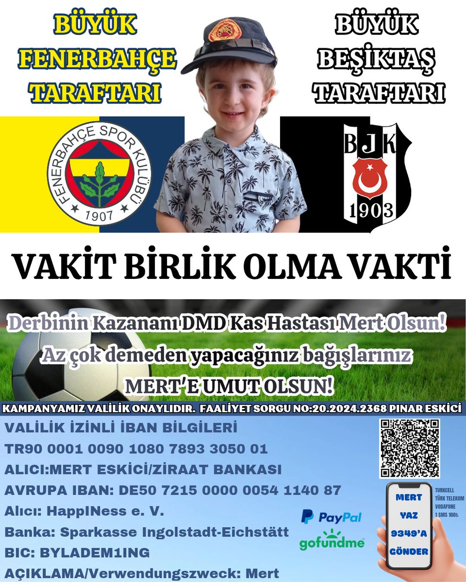 Vakit Birlik Olma Vakti!
Derbinin Kazananı DMD KAS HASTASI MERT Olsun! Az çok demeden yapacağınız bağışlarınız Mert'e umut olacak!

#asgariücret #FBvBJK Fenerbahçe - Beşiktaş Açlık Kerem Tedesco Cerny Salih #ReisAGSyeAdil20Bin Oğuz 2024 KPSS Abraham