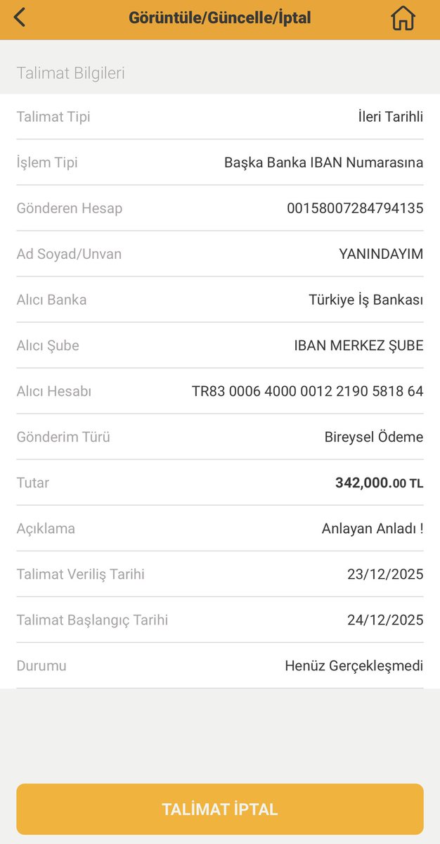 Gönderdim yarın geçer eft .