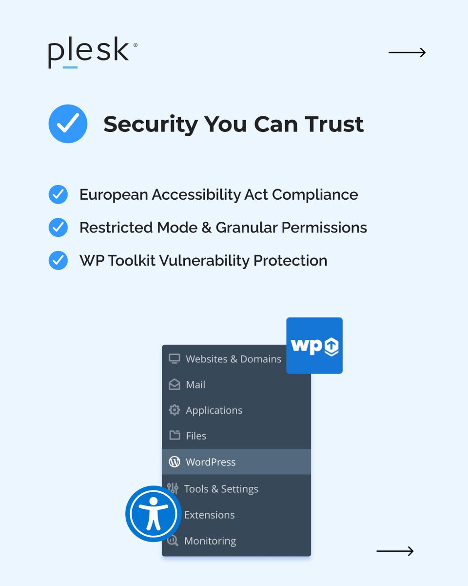 Plesk's tweet image. 2025 was a year of innovation at Plesk! AI tools, stronger security, faster workflows, and improved UX. See all our milestones and what’s next in 2026. Full details on the Plesk blog: b.link/qqzey734