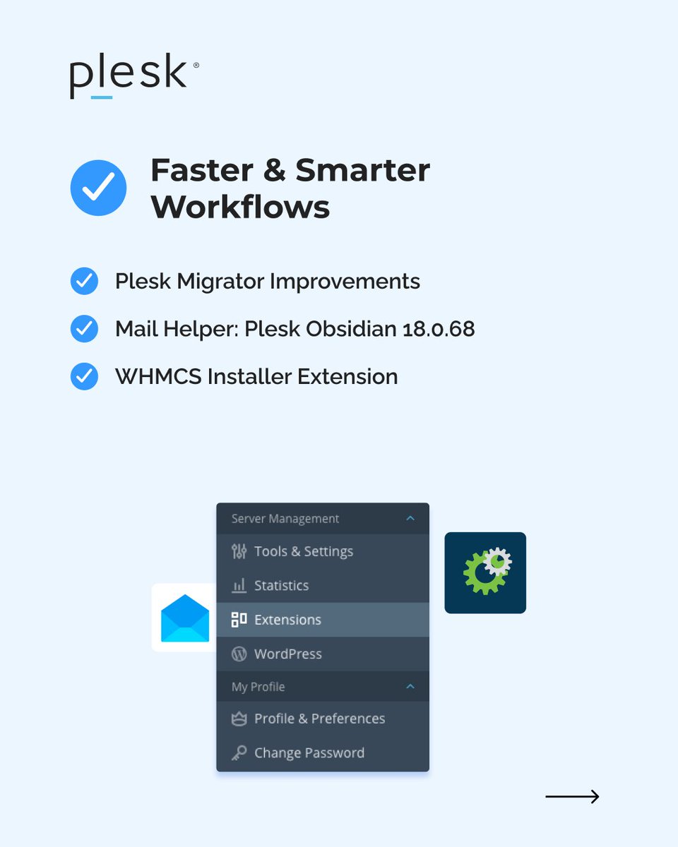 Plesk's tweet image. 2025 was a year of innovation at Plesk! AI tools, stronger security, faster workflows, and improved UX. See all our milestones and what’s next in 2026. Full details on the Plesk blog: b.link/qqzey734