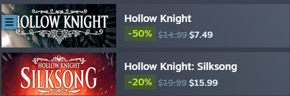 Tectone's tweet image. Hollow Knight and Silksong can be bought together for less than 25$

Do yourself a favor and do a full playthrough of both of these before wasting your money elsewhere.