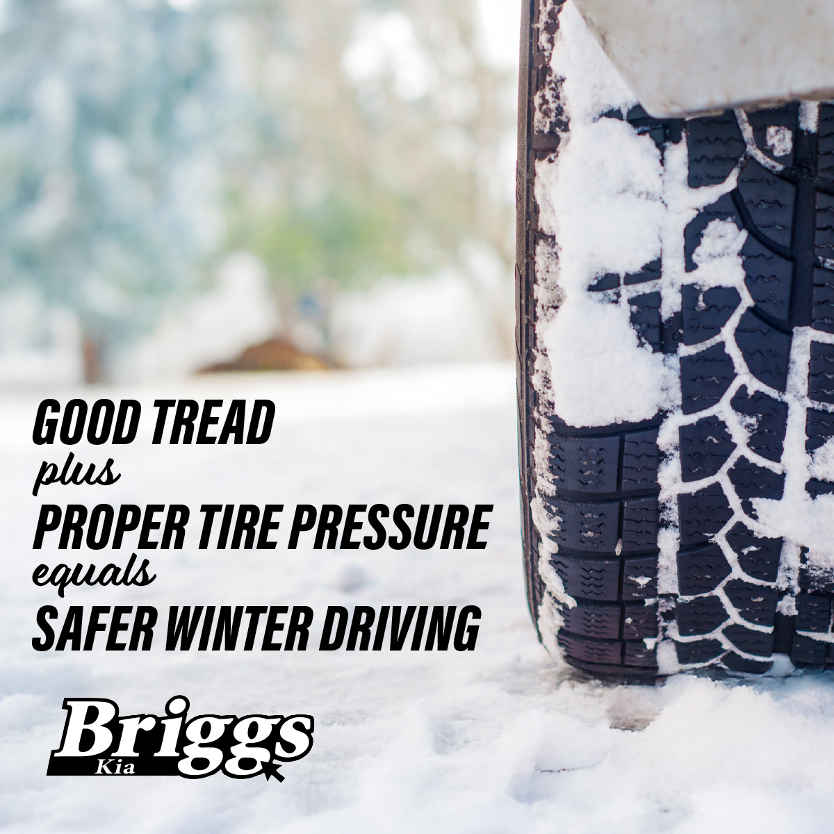 BriggsAutoKS's tweet photo. Cold temperatures can lower tire pressure, and worn tread reduces traction on snow and ice. A quick tire check can make a big difference this winter.

Schedule Now: https://t.co/wzVNAwPWU0
#TipTuesday #BriggsKia #WinterDriving #TireSafety #SafeDriving #KiaService https://t.co/Hq9d88Ccvt