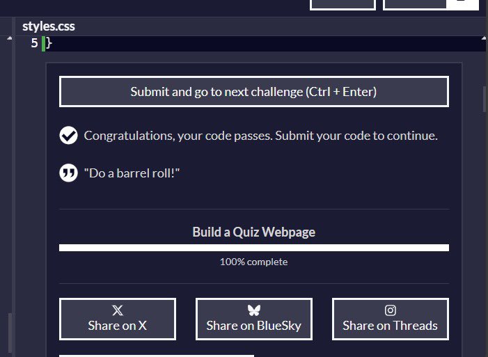 The_Damilola123's tweet image. 23|12|2025

I finished my quiz web page project on @freeCodeCamp. 

This project stretched my mind beyond the normal project I have done in the past. 

#buildinginpublic #FullStackDeveloper #CSS #freecodecamp