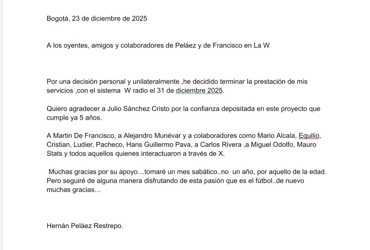 eldoctorpelaez's tweet image. Quiero que sean los oyentes de #PelaezdeFranciscoenLaW los primeros en saber la decisión que he tomado. 

Gracias mil, por acompañarnos siempre!

La vida sigue