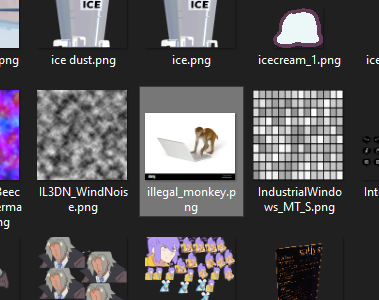 I'm looking through UNBEATABLE's assets to give my MP3s the unique cover art from arcade mode and why is there illegal_monkey.png. what purpose does it serve.