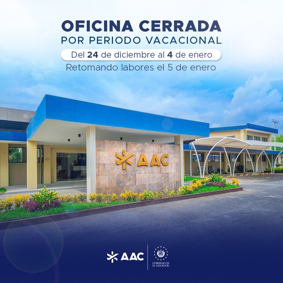 📌 Aviso importante
Nuestras oficinas permanecerán cerradas del 24 de diciembre de 2025 al 4 de enero de 2026, por periodo vacacional. 

🗓️ Reanudaremos actividades en nuestro horario habitual el lunes 5 de enero de 2026.✈️🇸🇻