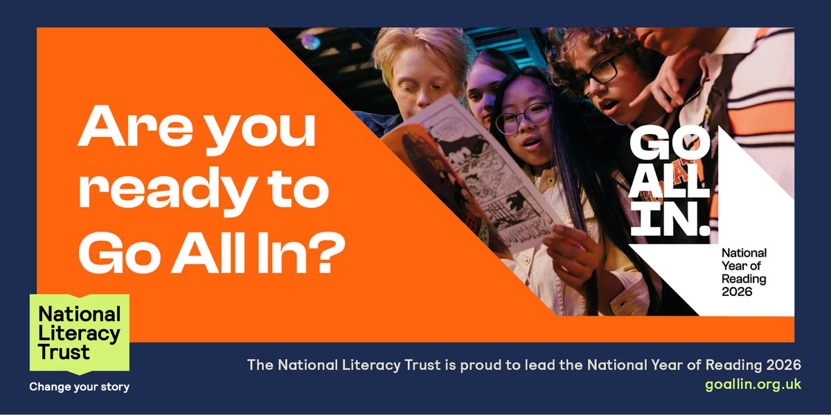 Who's ready to #GoAllIn2026 and see how reading in all its forms can unlock more of what you love? As lead delivery partner for the National Year of Reading, we’re calling on you – your communities and schools, businesses, authors and friends - to join us! goallin.org.uk