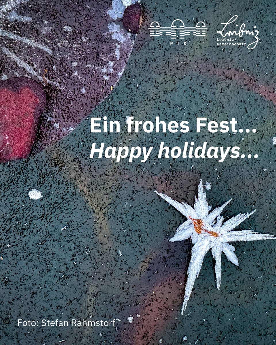 PIK_Climate's tweet image. That’s a wrap: #HappyHolidays from PIK. Thank you for all your support throughout the year!  We look forward to sharing more exciting research with you in 2026. 
The photo shows details of a frozen pond in Potsdam, captured by PIK scientist Stefan @rahmstorf.