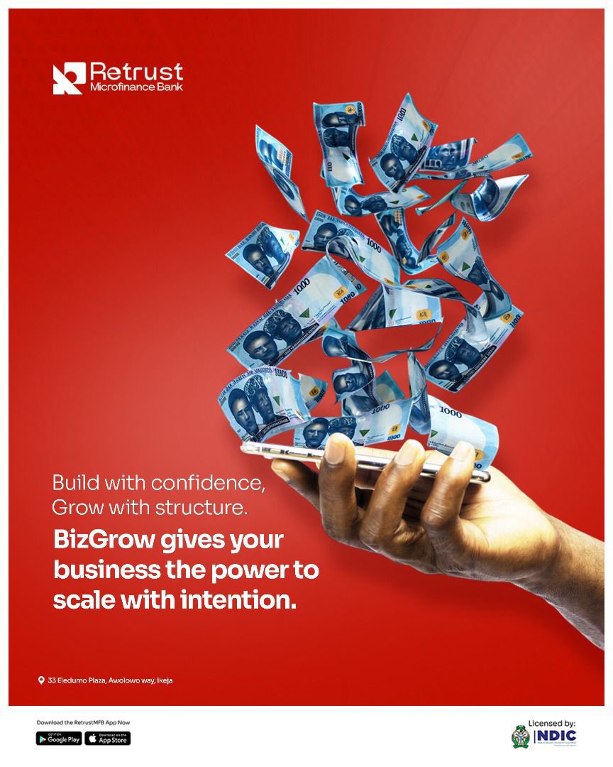 retrustmfb's tweet photo. That moment when capital finally meets your ambition and everything clicks 💭

BizGrow is for business owners ready for the next move. It brings structure to growth, so decisions feel clearer and more intentional 📈

Download the Retrust MFB app and take the next step 🔴 https://t.co/7FI0aOgzSe