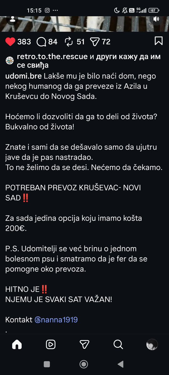 sanjazivi's tweet image. Hitno potreban prevoz Krusevac - Novi sad