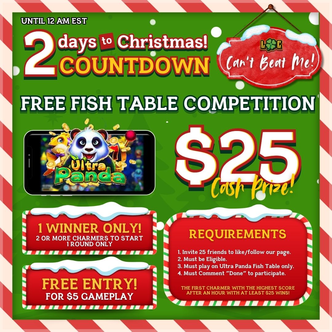 Snapsh0tSn1per's tweet image. 🎄⏰ Only 2 DAYS to Christmas!
Join our FREE Fish Table Competition and compete for a $25 CASH PRIZE! 💰🐟

🎮 Play on Ultra Panda Fish Table
🎟️ FREE ENTRY for $5 gameplay

#ChristmasCountdown #FreeCompetition #FishTable #UltraPanda #CashPrize #HolidayGiveaway #GameOn