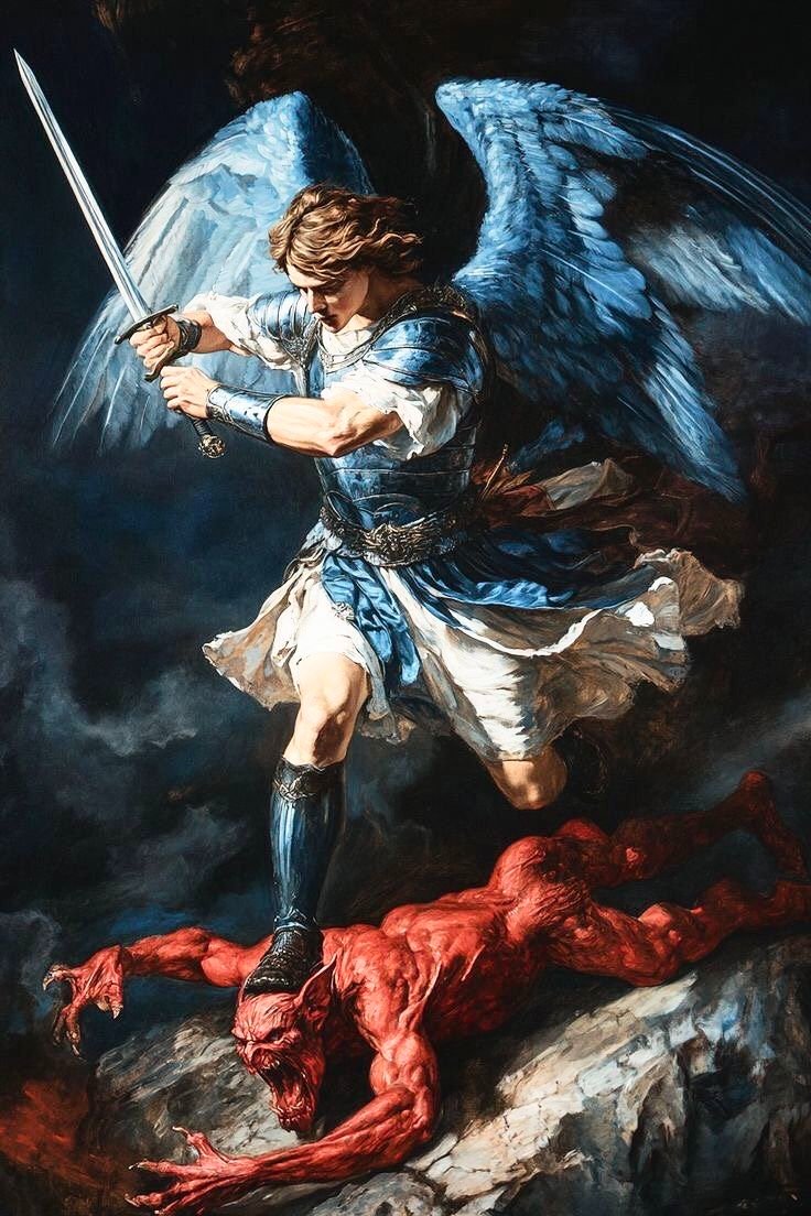 henriolliveira_'s tweet photo. SÃO MIGUEL ARCANJO,
defendei-nos no COMBATE!

Sede o nosso refúgio contra as maldades e as ciladas do demônio.
Ordene-lhe Deus, instantemente o pedimos. E vós, Príncipe da Milícia Celeste, pelo divino poder, precipitai ao inferno Satanás e todos os espíritos malignos que andam pelo mundo para perder as almas. AMÉM!