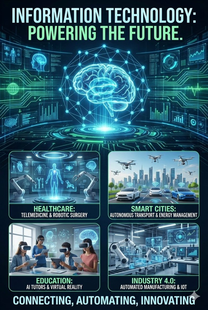 Vikeshpand85114's tweet image. "Information Technology: The backbone of the 21st Century. 💻🚀

Without IT, the world would literally stop. Do you think we are using technology correctly, or are we becoming too dependent on it?
 #TechTalk #InformationTechnology #CodingLife #X