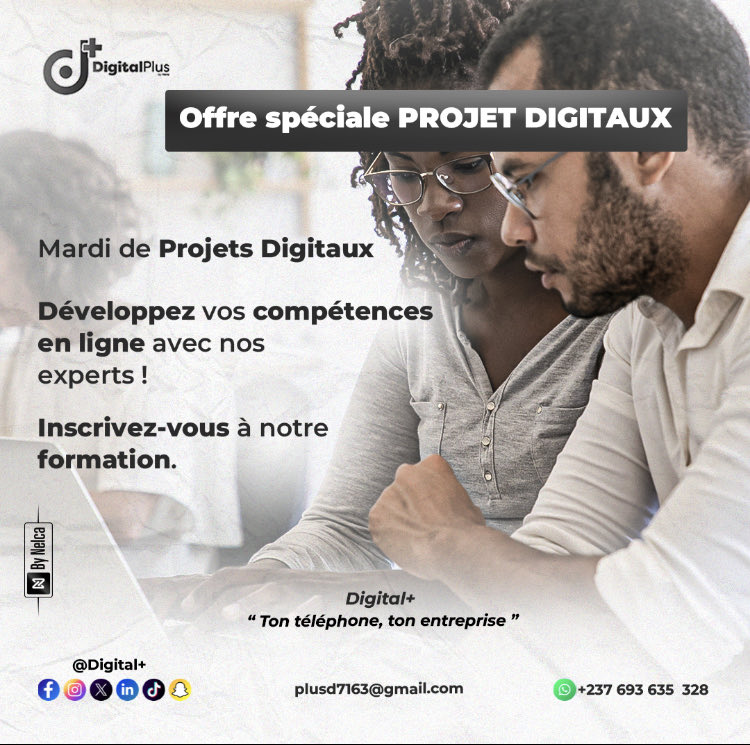 Digitalplus237's tweet image. 𝑴𝑨𝑹𝑫𝑰 𝑫𝑬𝑺 𝑷𝑹𝑶𝑱𝑬𝑻𝑺 𝑫𝑰𝑮𝑰𝑻𝑨𝑼𝑿 ! 🎓
𝑳𝒆 𝒅𝒊𝒈𝒊𝒕𝒂𝒍 𝒏𝒆 𝒔'𝒊𝒎𝒑𝒓𝒐𝒗𝒊𝒔𝒆 𝒑𝒂𝒔, 𝒊𝒍 𝒔𝒆 𝒎𝒂î𝒕𝒓𝒊𝒔𝒆 !
📚 Apprentissage concret 
🫱🏽‍🫲🏾 Accompagnement d'experts
👌🏾 Flexibilité totale
🔗 INSCRIVEZ-VOUS À NOTRE FORMATION ICI : forms.gle/6h5zvzU2S4UKoR…