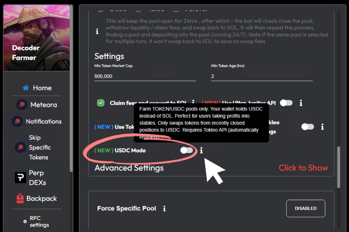 Made a couple $SOL, but port still down 30%?
Is this you? 🤷‍♂️ 

Great NEWS for our Meteora farming community 
Introducing USDC only mode in our farmer app 🧑‍🌾
Farm pools with token/USDC pairs only ;)

Never get affected by SOL price drops ever again! 
Try it for FREE today, simply