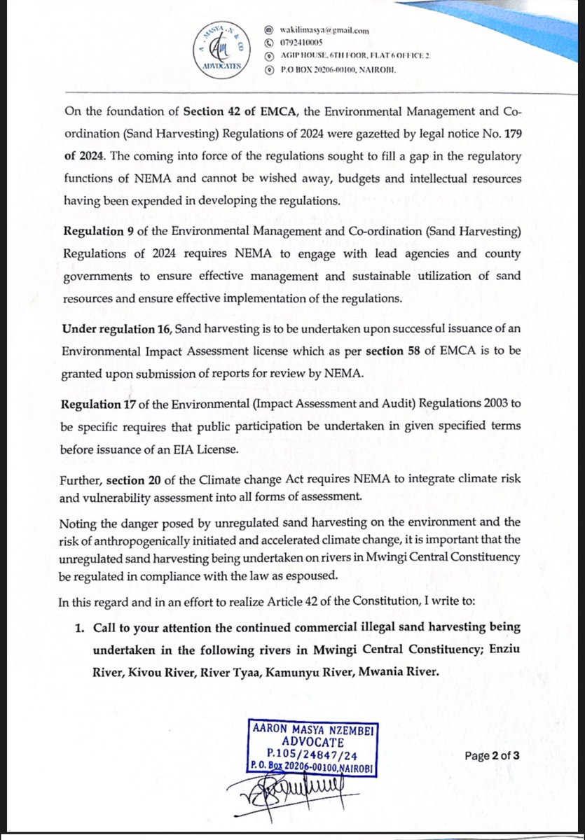 MasyasLaw's tweet photo. @KenyanSays I did a letter to @NemaKenya on 5th November 2025, no action to date. https://t.co/J5lh4f3EdM