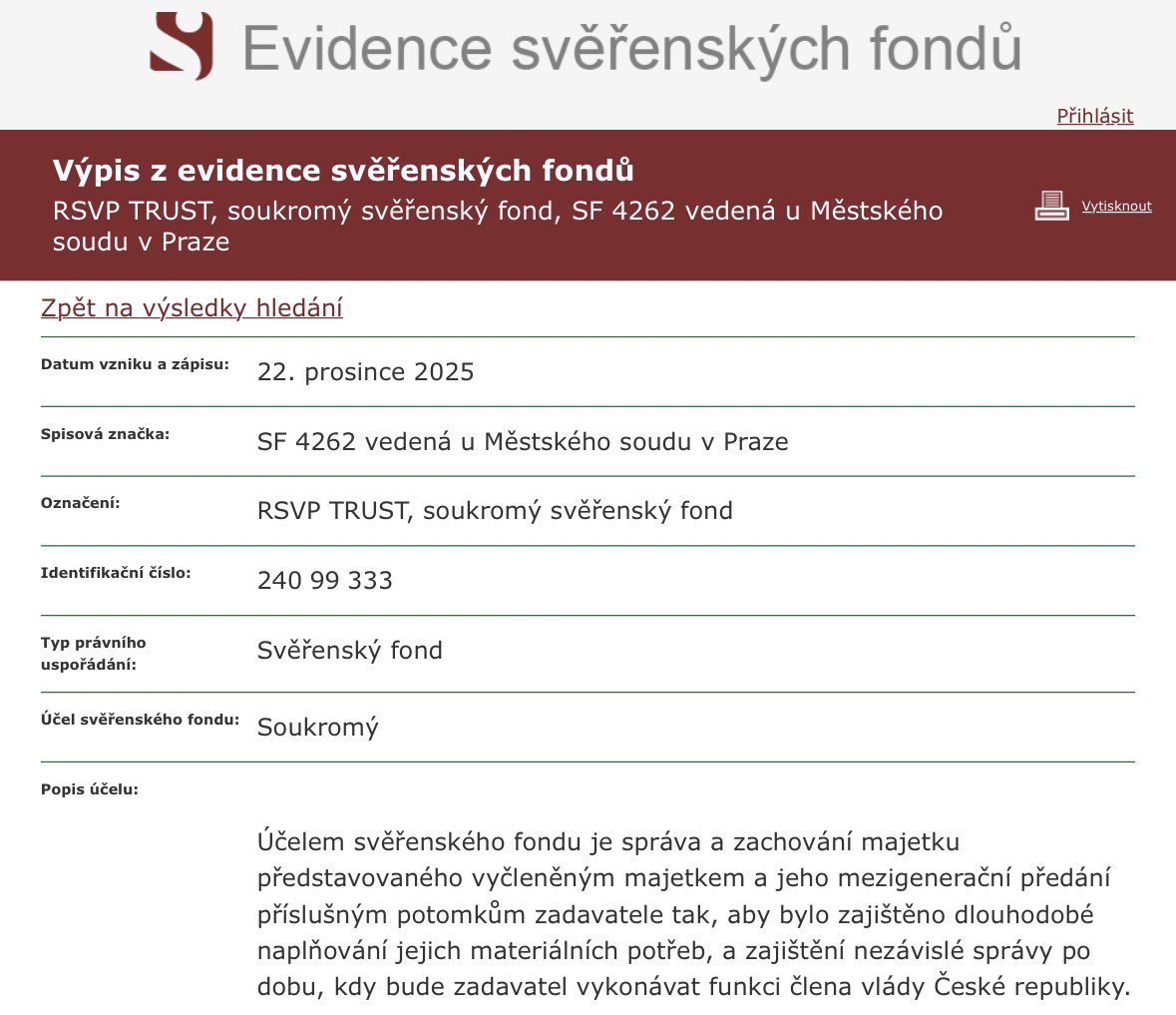 Předseda <a href="/AndrejBabis/">Andrej Babiš</a>  nám dnes, prostřednictvím svěřenského fondu, sdělil, že se rozhodl zemřít ve funkci člena vlády...