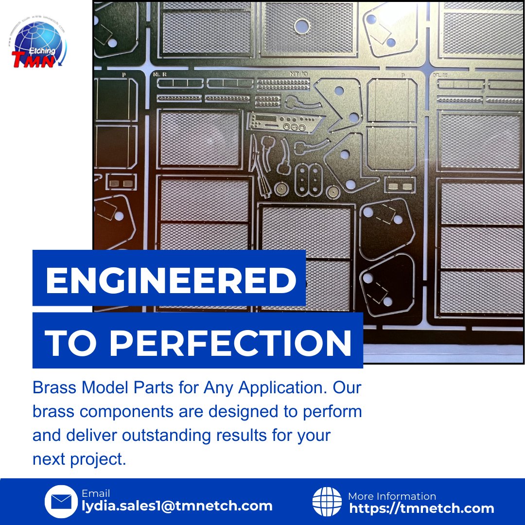TMNphotoetching's tweet image. High-precision brass model parts engineered for demanding industries. TMNetch delivers durable, detailed brass components for aerospace, automotive, and electronics, built to meet exact specs.
🌐 tmnetch.com
📧 lydia.sales1@tmnetch.com
#BrassParts #MetalEtching