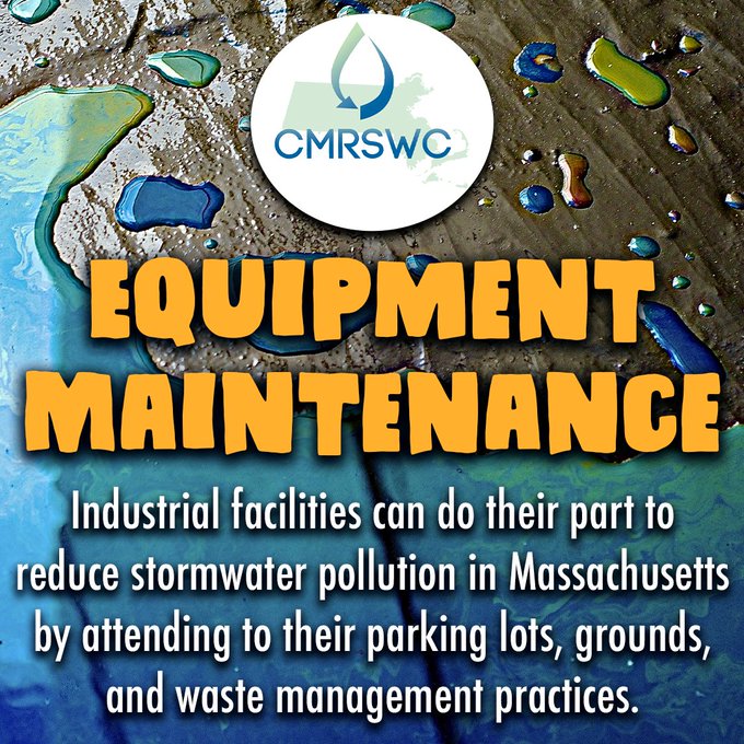 MAStormH2O's tweet image. Equipment maintenance matters. Proper care of parking lots, grounds, and waste areas helps industrial facilities reduce stormwater pollution.
#EquipmentMaintenance #Stormwater