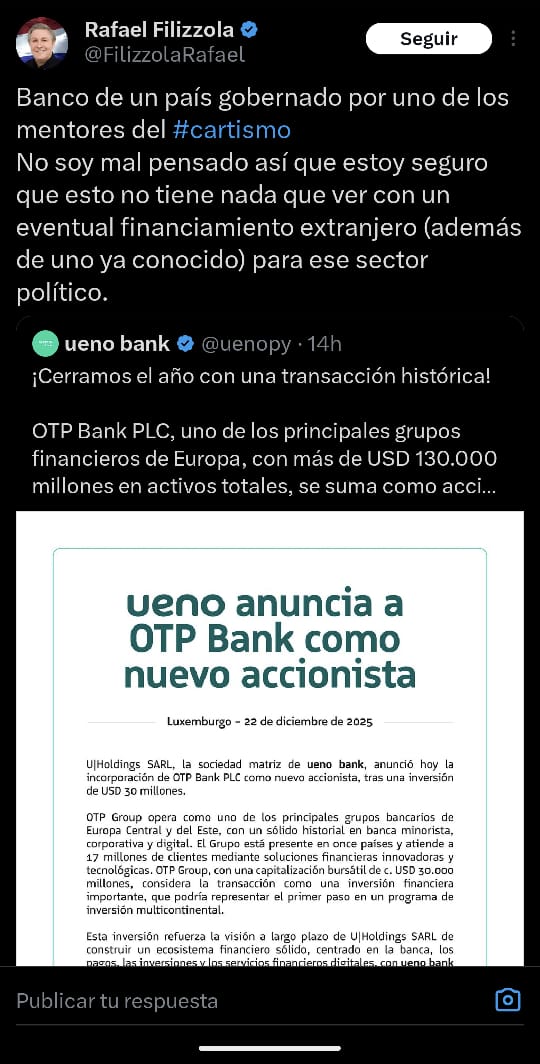 A la "muchacha" de <a href="/ABCCardinal/">ABC Cardinal 730 AM</a> se le perdió la pelota. El anuncio del Banco de la competencia les dejo confundidos. Totalmente tirado de los pelos. Por su parte <a href="/MRehnfeldt/">MRehnfeldt</a> anunciaba la presencia del Presidente en Hungría-a quien atribuyó la inversión financiera internacional