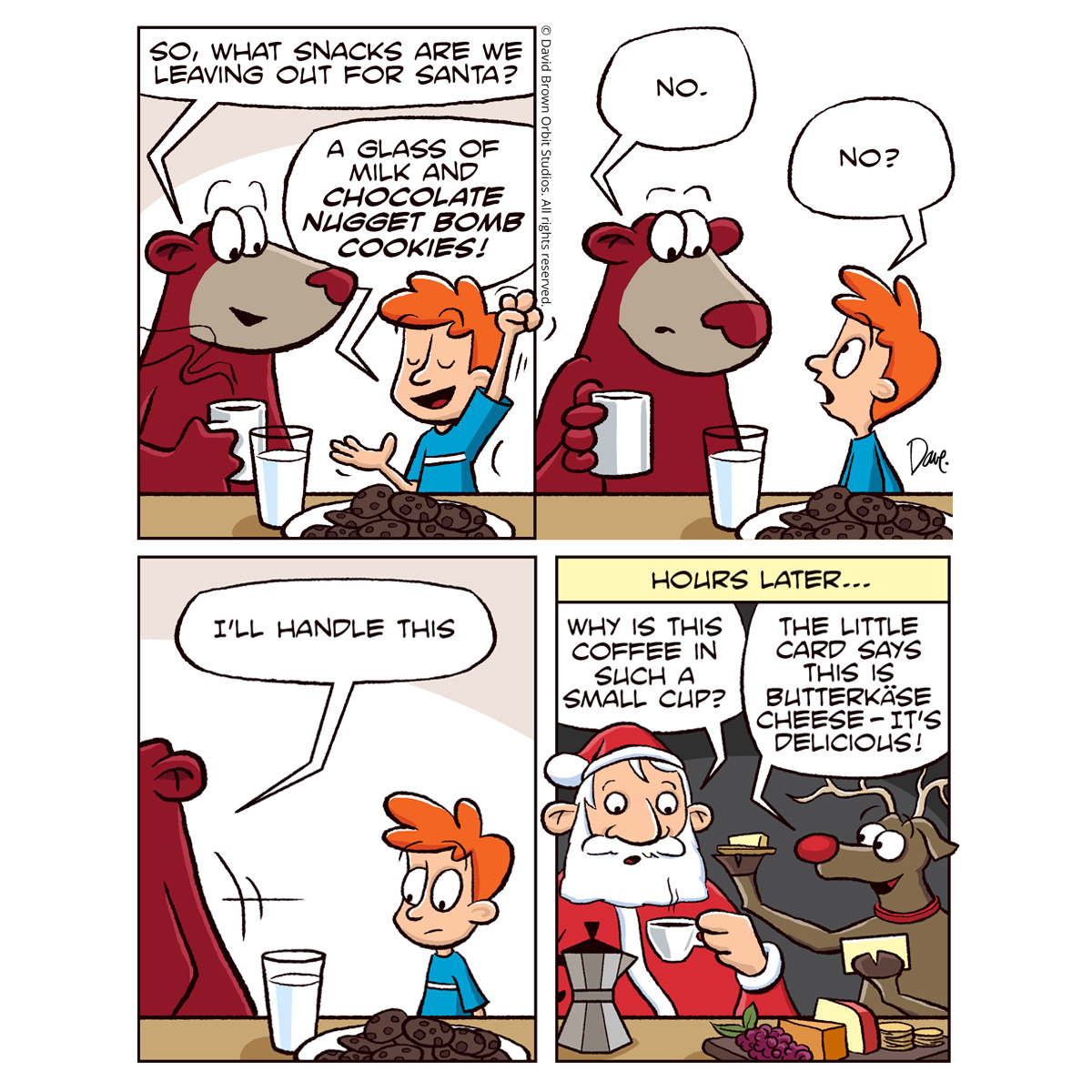 planet_joey's tweet image. When Herb’s in charge of Santa’s snacks, only the finest will do. 🎅🧀✨

#PlanetJoey #HolidayHumor #ChristmasComics #Webcomics #FestiveFun #Charcuterie