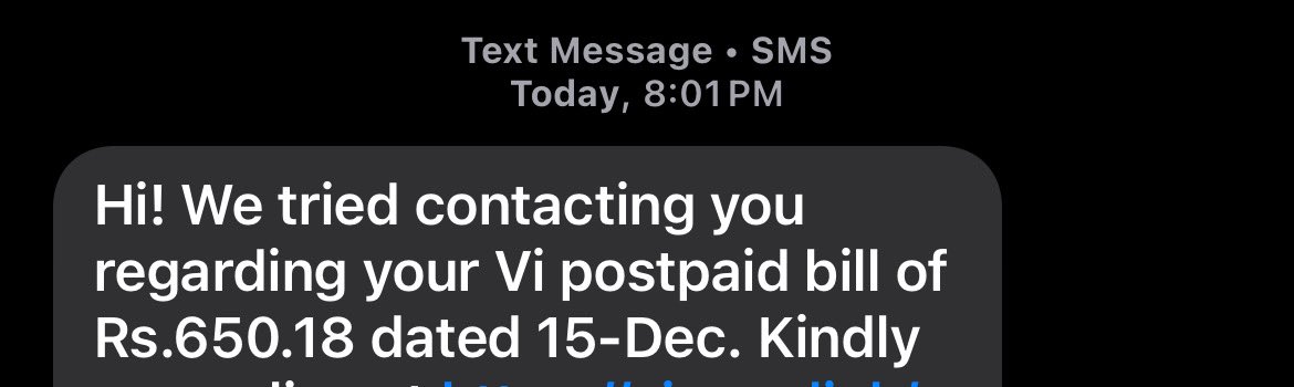neharajs8's tweet photo. @ViCustomerCare when my due date is 25th dec, then why are you calling &amp; messaging me again &amp; again for payment. This is harrassment
@TRAI https://t.co/C4aYawkoMH