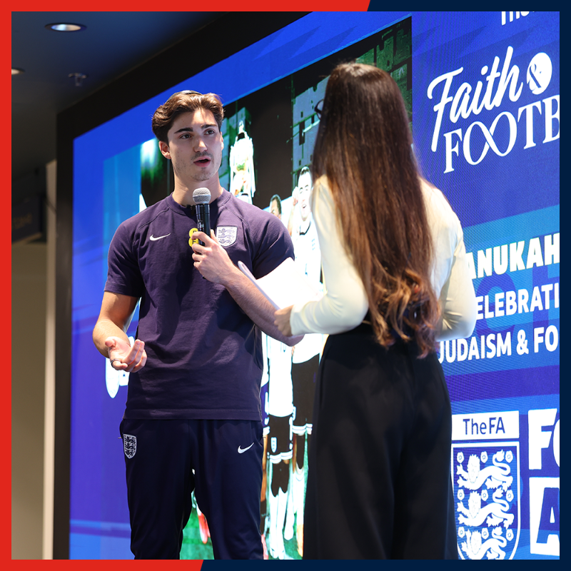 FA's tweet photo. We recently hosted a Chanukah celebration at Wembley Stadium as part of our Faith and Football series.
