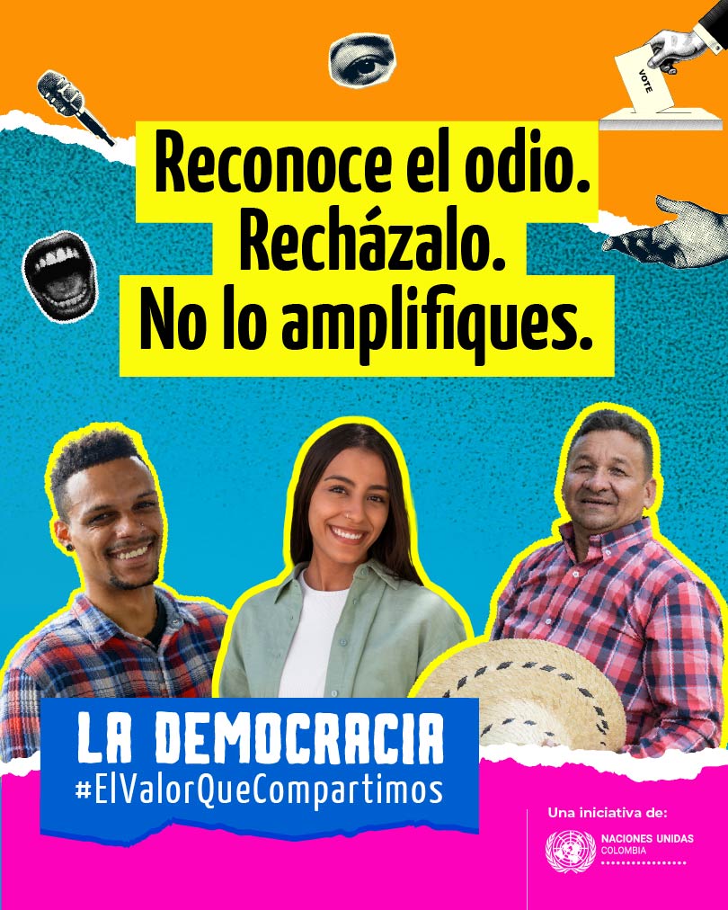 onucolombia's tweet image. Si en medio de las discusiones sobre temas electorales, elegimos la escucha y el respeto, la democracia se fortalece. 

Reconoce el odio. Recházalo. No lo amplifiques.

Si este mensaje resuena contigo, compártelo. Dale espacio al diálogo. 

La Democracia, #ElValorQueCompartimos