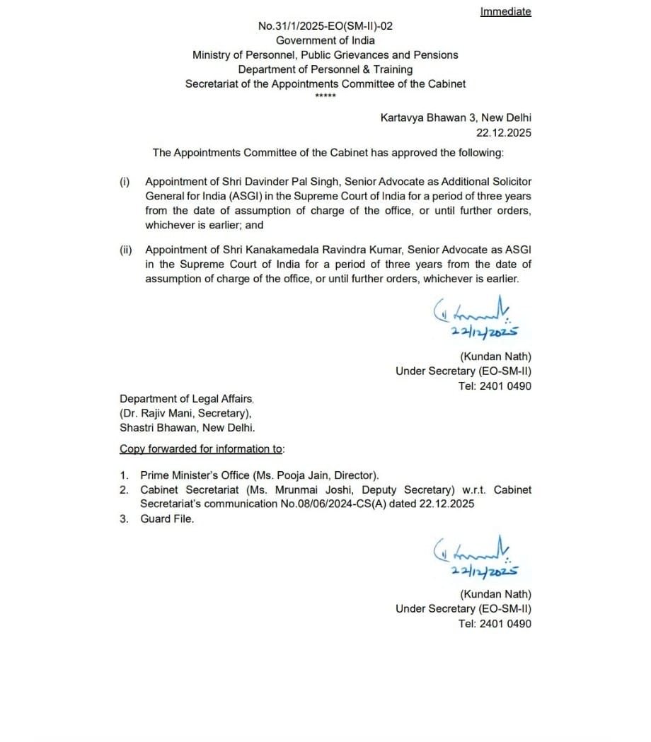 Telugu360's tweet photo. The Government of India has appointed Mr. Kanakamedala Ravindra Kumar as the Additional Solicitor General of India.
#ASGI https://t.co/W9myK0xLbF