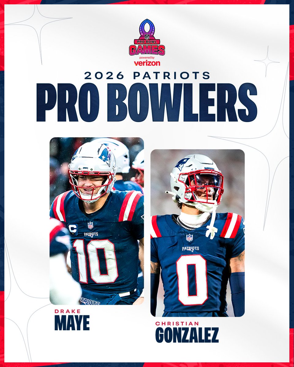 Patriots's tweet image. A COUPLE OF PATS PRO BOWLERS 🥳

@DrakeMaye2 | @chrisgonzo28