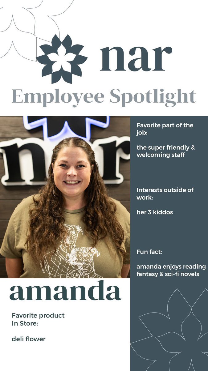 Let's give a warm Nar fam welcome to our newest addition to the team, Amanda!