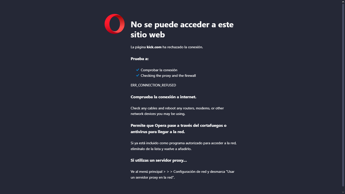 sylaruzu77's tweet photo. Desde ayer hasta ahora la página de kick en argentina no anda y pone esto #ERR_CONNECTION_REFUSED #kick @KickSupport https://t.co/umQq3We3XI