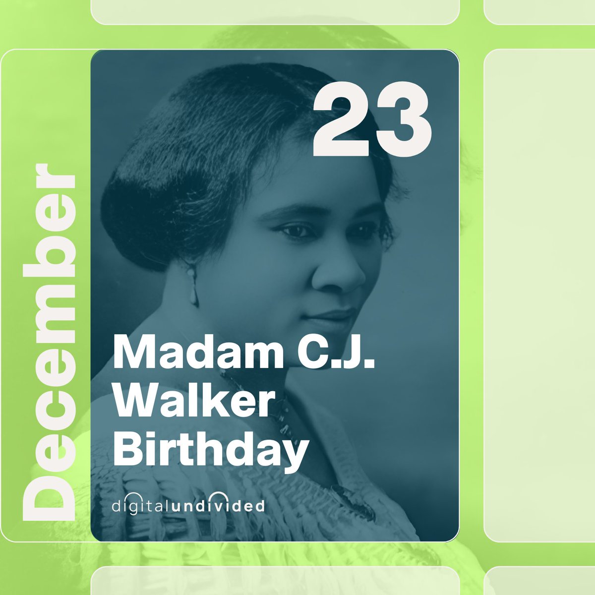 digundiv's tweet image. Today marks the birthday of Madam C.J. Walker: entrepreneur, philanthropist, and visionary. From poverty to building a national business, she reshaped what was possible. Her legacy still informs how we build, lead, and invest in community.